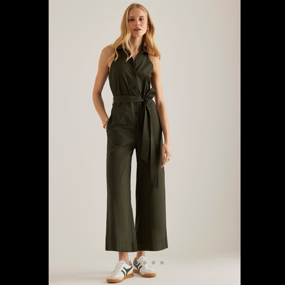 NWT Maeve Cropped Halter Jumpsuit | Magic Fabric | Anthropologie l Size 10